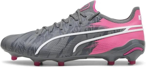 King Ultimate Rush FG/AG Unisex Football Boots in Cool Dark Gray/Strong Gray/Ravish, Size 7, Textile by Puma