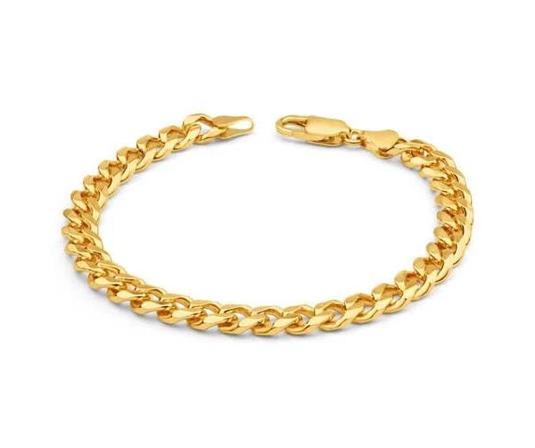 9ct Yellow Heavy Gold Curb 21cm Bracelet 200 Gauge