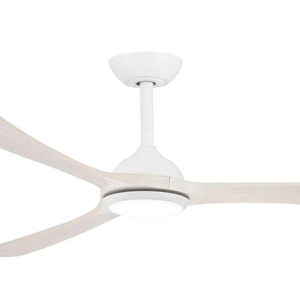 Martec Norfolk 56" 3 Timber Blade Smart Wi-Fi DC Ceiling Fan With Remote Control and 18W Tri-Colour Led - Matt White / White Wash