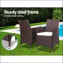 Gardeon 3pc Bistro Wicker Outdoor Furniture Set - Brown