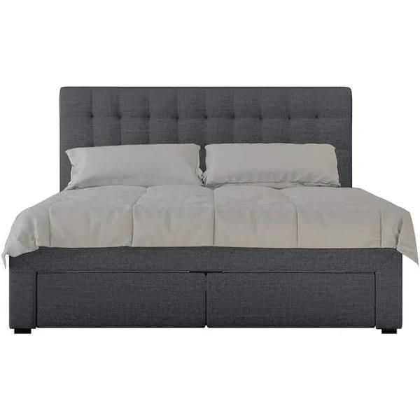 Martina Fabric Bed With Storage Drawers - Dark Grey