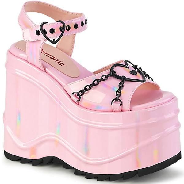 Demonia WAVE-09 Baby Pink Hologram Sandal Size 12