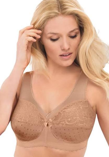 Plus Size Women's Magic Lift Support Wireless Bra 1000 by Glamorise in Cappuccino Dot (Size 48 I)