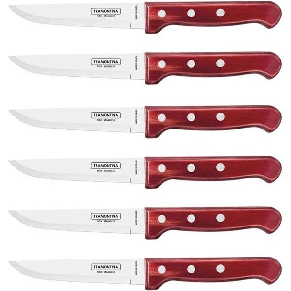 Tramontina Churrasco Gaucho Steak Knife Set, Polywood Red 6pc