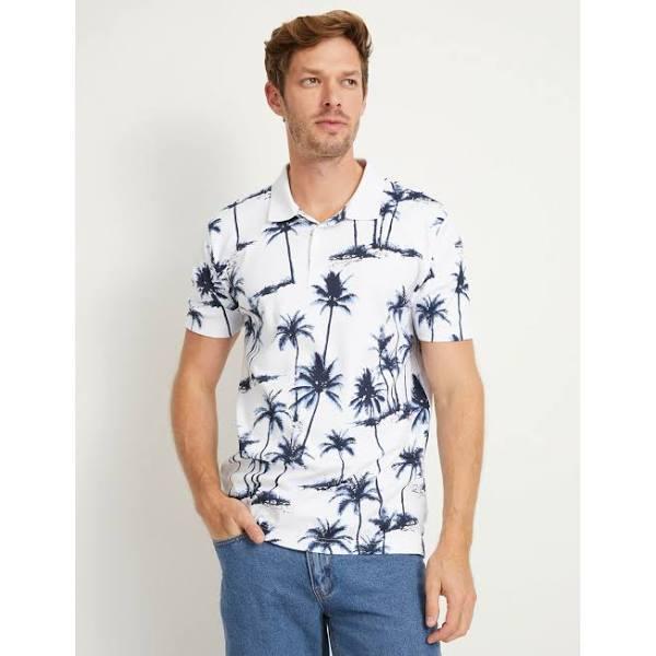 Rivers - Mens Tops - Short Sleeve Palm Print Polo