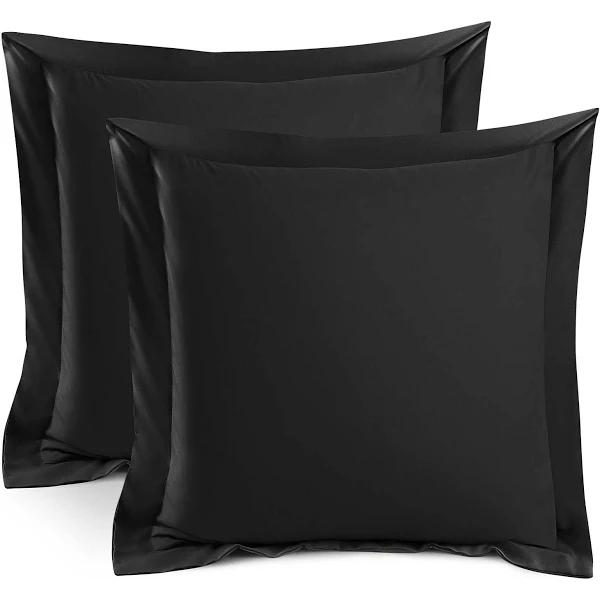 Silky Soft Bamboo European Pillowcase Set - Black