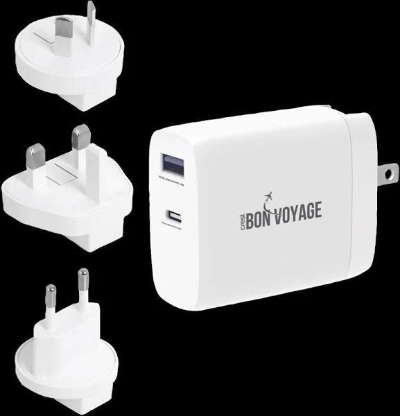 Bon Voyage GaN Travel Adaptor 65W 2-USB White