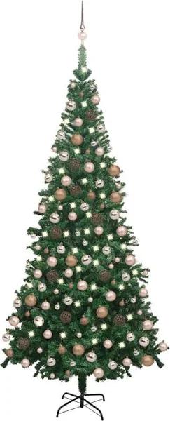 vidaXL Artificial Christmas Tree with LEDs&Ball Set L 240 cm Green