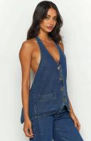 Lioness Hills Halter Dark Denim, XS