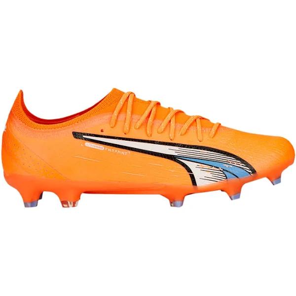 Puma Ultra Ultimate FG/AG Soccer Cleats Shoes, Ultra Orange/White/Blue Glimmer, 5