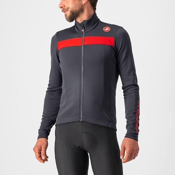 Castelli Puro 3 Long Sleeve Jersey Dark Grey Reflective Red - 3XL