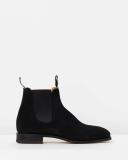 R.M. Williams Black Suede Craftsman Chelsea Boots