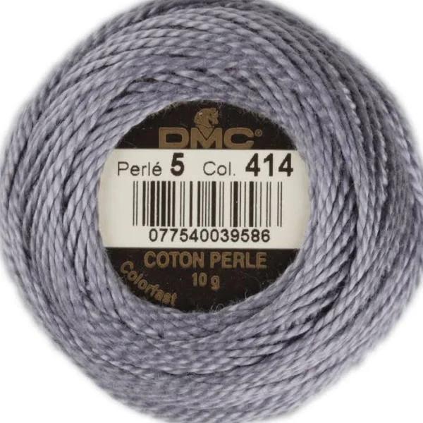 DMC Perle 5 Cotton #414 Dark Steel Grey 10g Ball 45m - Dark Steel Grey