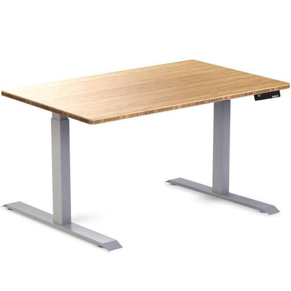 Desky Dual Bamboo Sit Stand Desk - Bamboo / Grey - 1200x750mm - AfterPay & zipPay Available