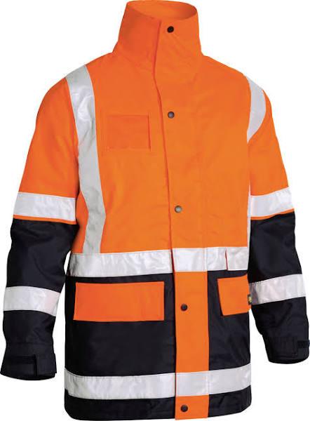 Bisley 5 in 1 Rain Jacket (BK6975) Orange/Navy / L