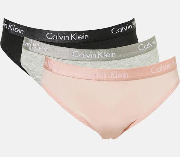 Calvin Klein Women's Motive Cotton Bikini Briefs 3-Pack - Black/Grey Heather/Nymph's Thigh