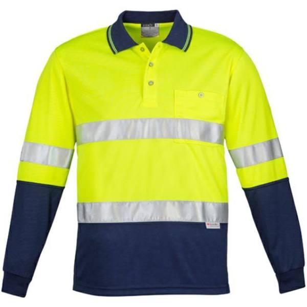 Syzmik Mens Hi Vis Spliced Polo - Long Sleeve Hoop Taped (ZH235) L / Yellow/Navy