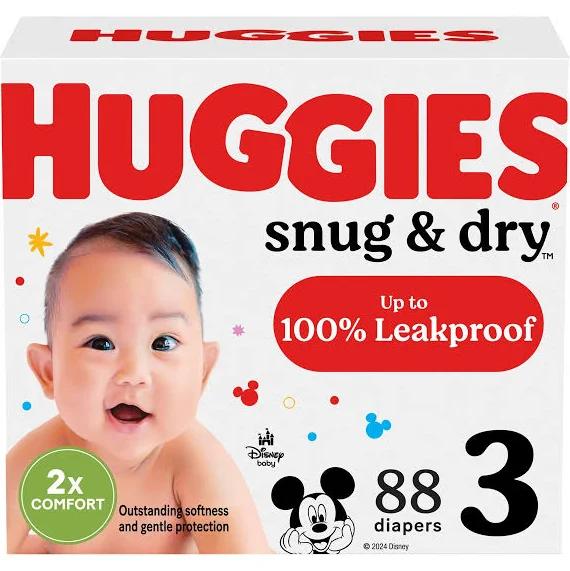 Huggies Snug & Dry Baby Diapers, Size 3 (16-28 lbs), 88 CT