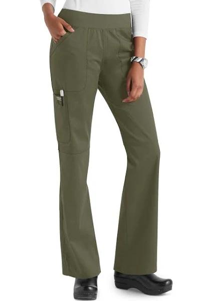 Cherokee Ww110 Mid Rise Straight Leg Pull-On Pant - Olive, XS