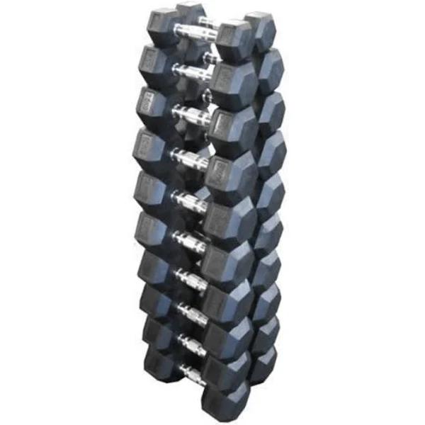 Rubber Hex Dumbbell Set - 6 Pairs (2.5kg - 15kg)