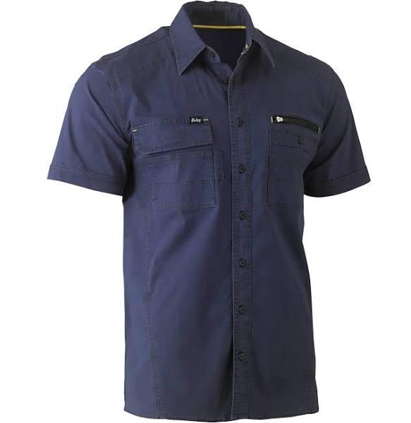 Bisley Flex & Move Utility Work Shirt - Short Sleeve (BS1144) Navy / L