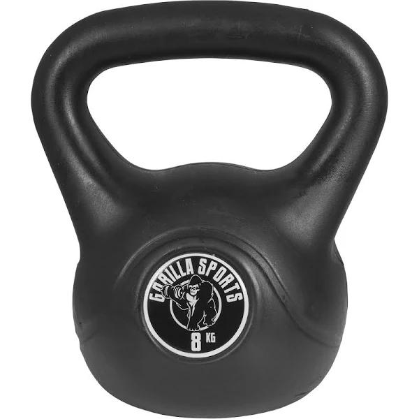 Gorilla Sports Vinyl Kettlebell - Black, 8kg