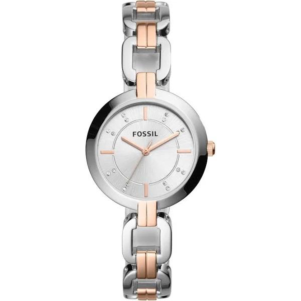 Fossil Outlet Women's Kerrigan Three-Hand Two-Tone Stainless Steel Watch - Silver - BQ3341