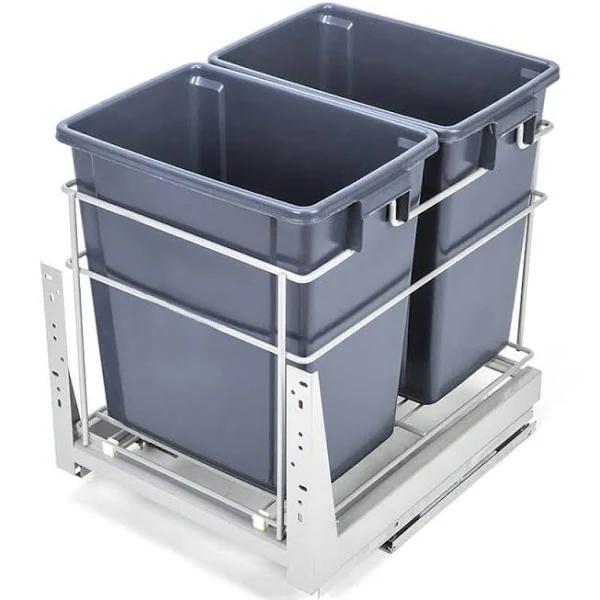 HIGOLD 34L Twin Slide Out Concealed Waste Bin - For A 400mm Cabinet - Bottom Mounted - Includes Optional Door Bracket