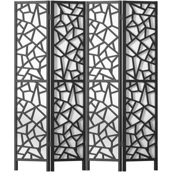 Artiss Clover Room Divider Screen Privacy Wood Dividers Stand 4 Panel Black