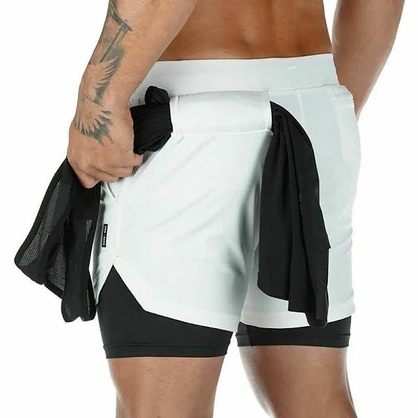 Men Running Shorts 2 in 1 Sports Jogging