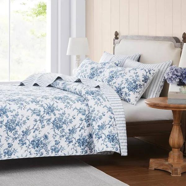 Laura Ashley Walled Garden Coverlet Set -Midnight Blue