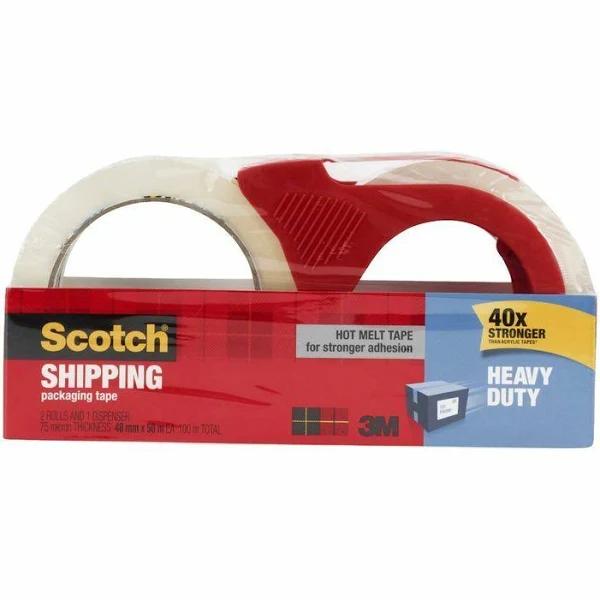 Scotch Packaging Tape 48mmx50m Clear 2 Pack Dispenser