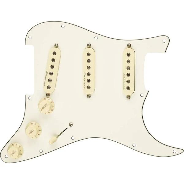 Fender Pre-Wired Strat 11 Hole Pickguard Hot Noiseless SSS (Parchment)