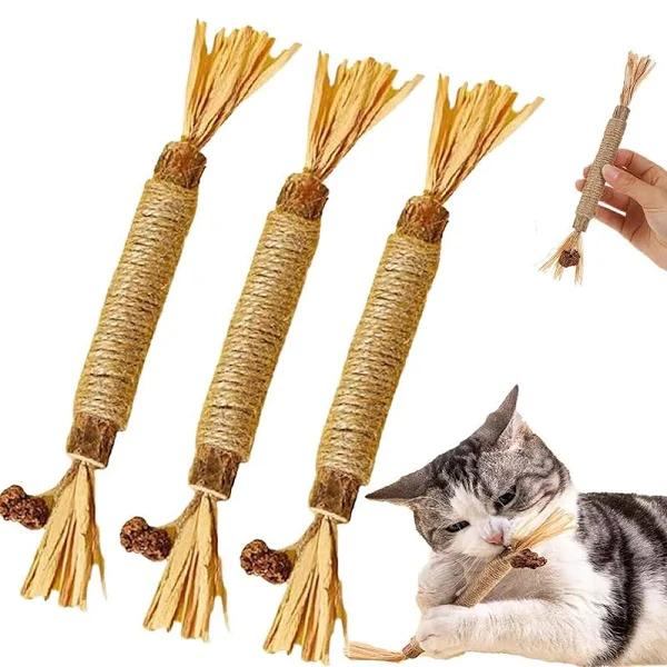 Nylatails Silvervine Dental Stick, Nyla Tails Cat Chew Stick, Nylatails Natural Silvervine Dental Grass Sticks Cat Toys, Interactive Kitten Teething