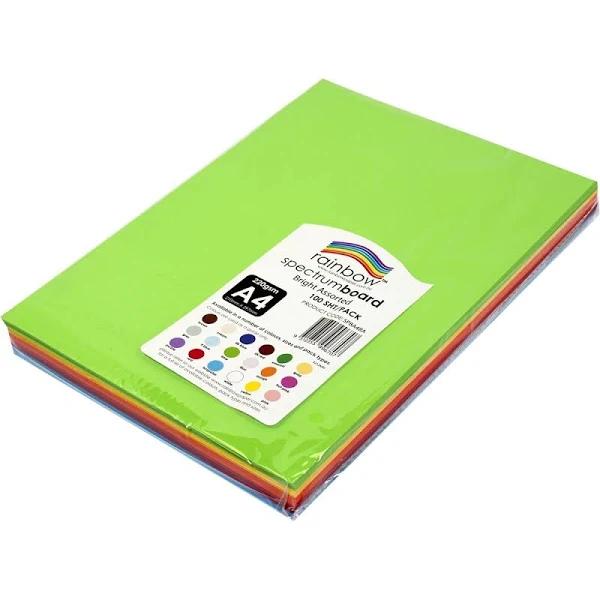 Rainbow Spectrum Board A4 220gsm Bright Assorted 100 Sheets