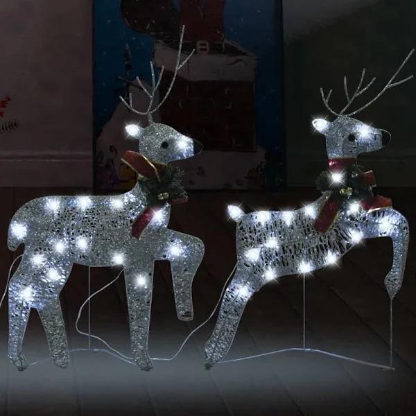 NNEVL Christmas Reindeers 2 Pcs Silver 40 LEDs