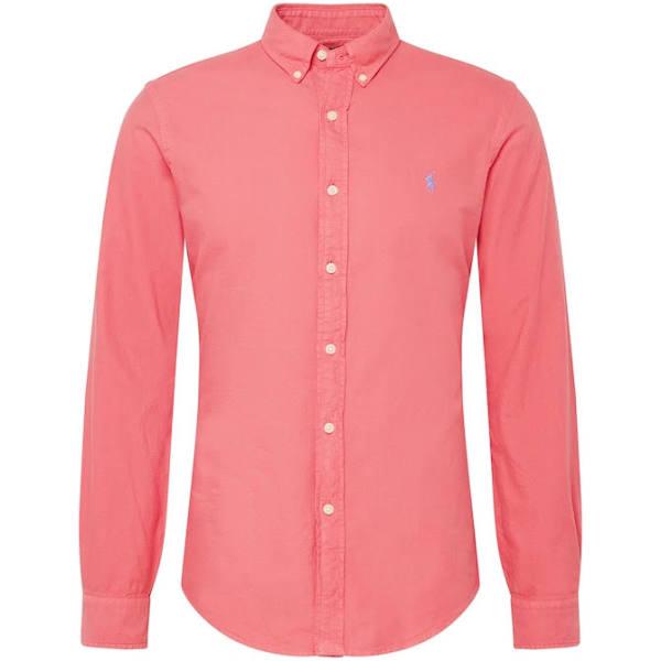 Polo Ralph Lauren Slim Fit Garment Dyed Oxford Shirt in Red with Logo