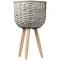 Cooper & Co Natural Wicker Pot Planter Stand Grey / Small