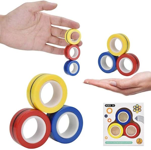 Magnetic Fidget Rings, Magnetic Rings Fidget Toy, Set of 3, Fidget Finger Toy, Adhd Fidget Toys For Anxiety Teens