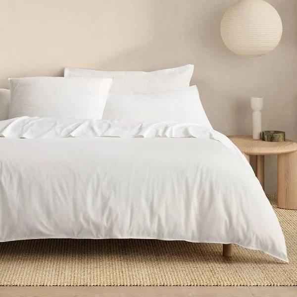 Sheridan Bayley Washed Percale Quilt Cover Set in White Size: Single Material: Cotton