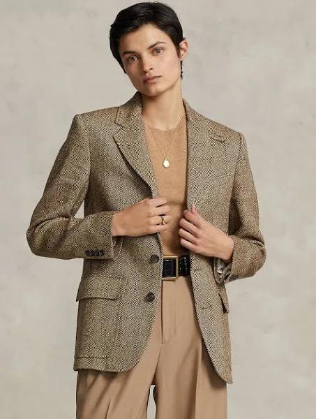 Herringbone Linen-Blend Blazer