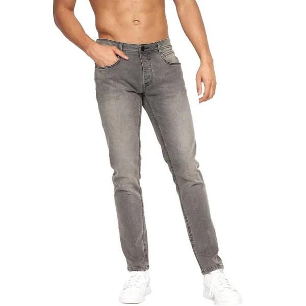 Crosshatch Mens Malcolm Slim Jeans Light Grey Wash 36S