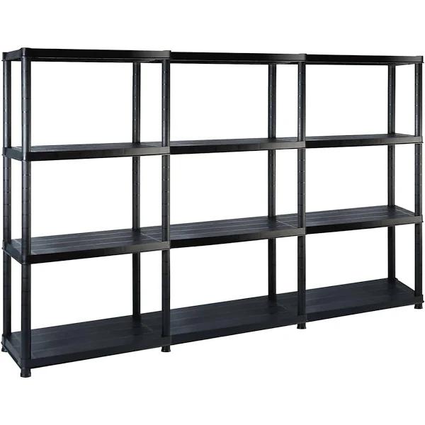 Storage Shelf 4-Tier Black 183x30.5x130 cm Plastic