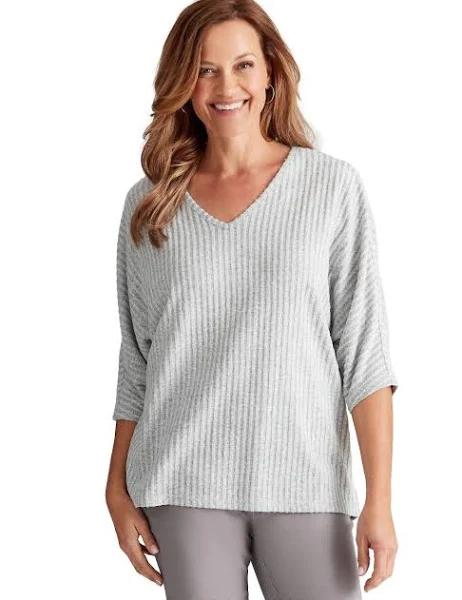 Millers - Womens - Tops - Summer - Basic - Grey - 3/4 Sleeve - V Neck - Clothes