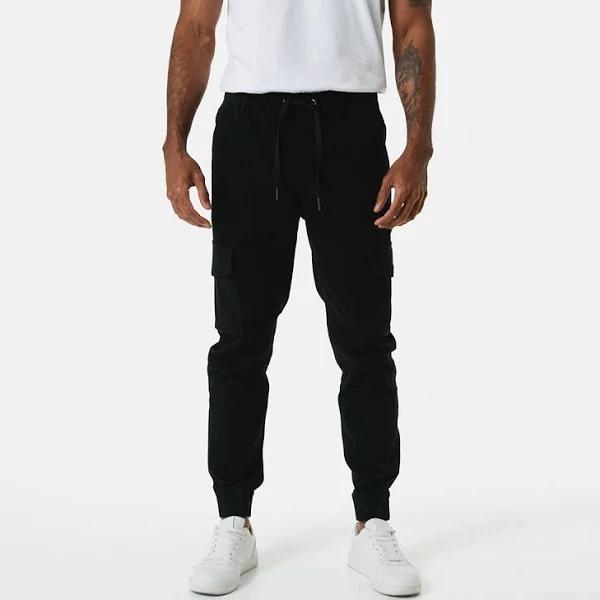 Kmart Elastic Waist and Cuffed Cargo Pants - Black Size: 4XL