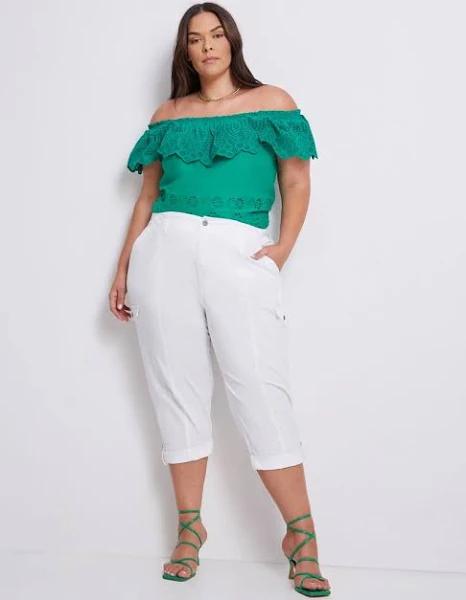 Autograph - Plus Size - Womens Pants - Ankle Length Cotton Cargo Pants