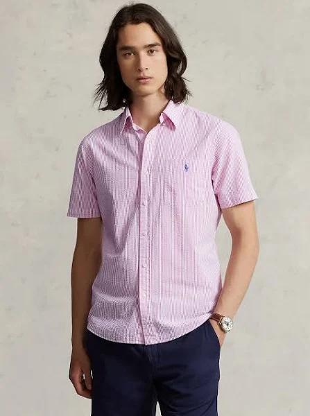 Polo Ralph Lauren Prepster Classic Fit Seersucker Shirt in Pink M