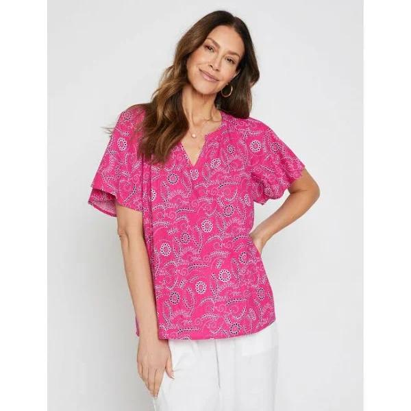 Millers - Womens Tops - Short Sleeve Linen Blend Blouse