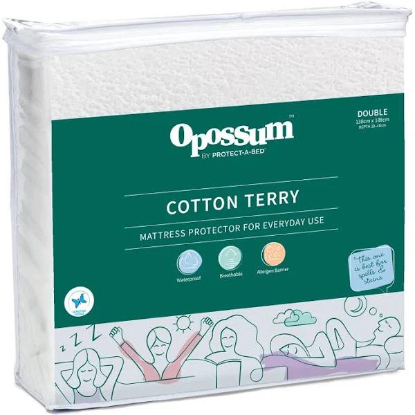 Protect-A-Bed Cotton Terry Waterproof Mattress Protector - Double