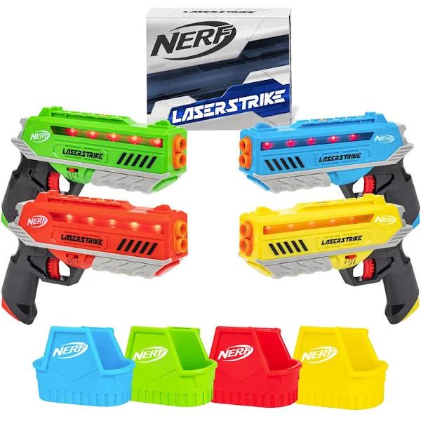 Nerf Laser Strike 4 Player Lazer Tag Pack - Indoor or Outdoor Game For Girls, Boys, Families, and Adults - Includes 4 Blasters With 300 Ft Range and